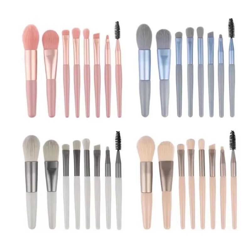 Kit de Pincéis de Maquiagem com Estojo Transparente - 8 Pincéis para um Acabamento Perfeito!